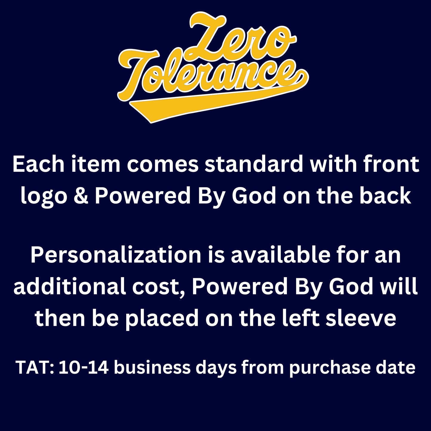 Zero Tolerance Navy Short Sleeve Tee Adult & Youth : TAT 10-14 business days from purchase date