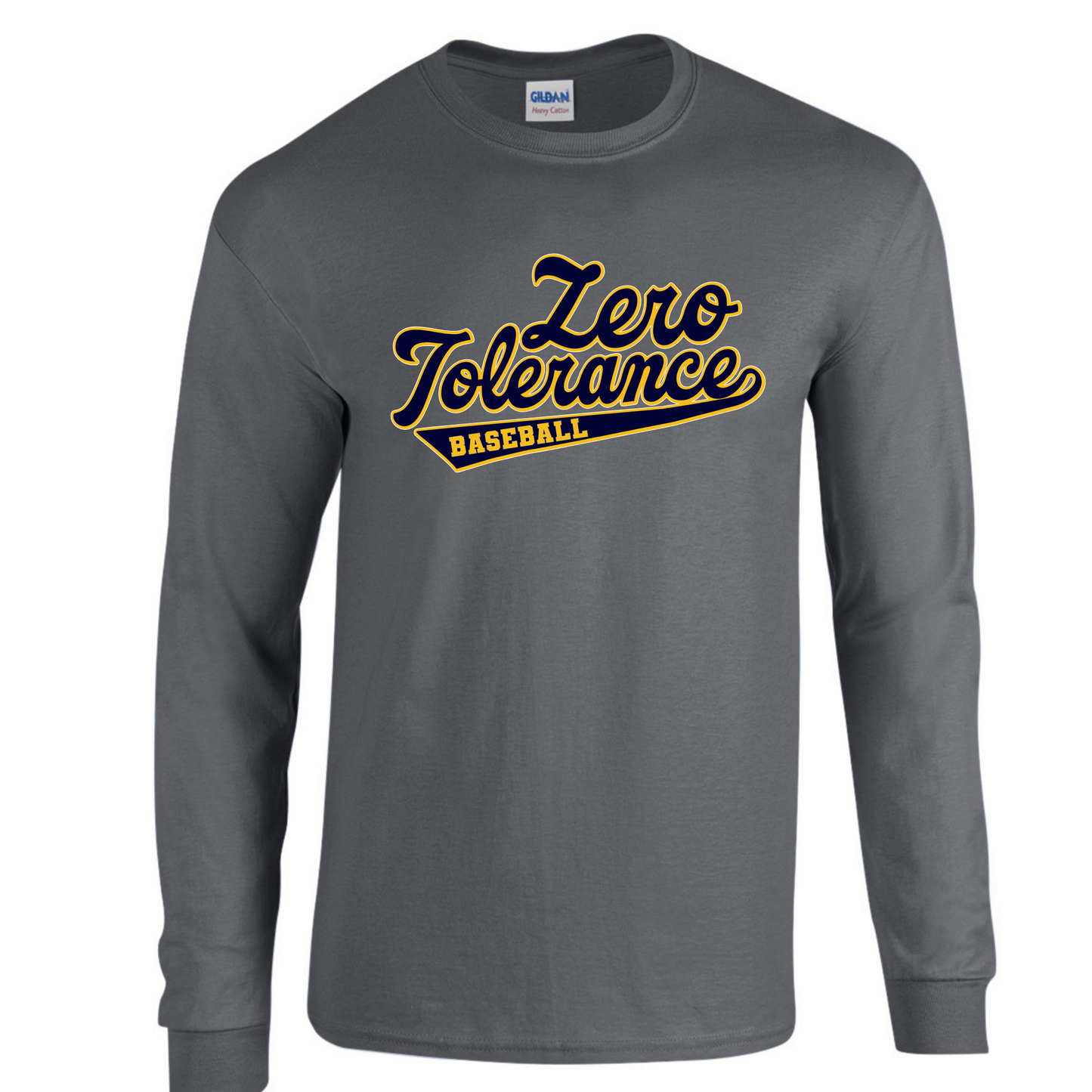 Zero Tolerance BASEBALL Charcoal Long Sleeve Tee Adult & Youth : TAT 10-14 business days from purchase date