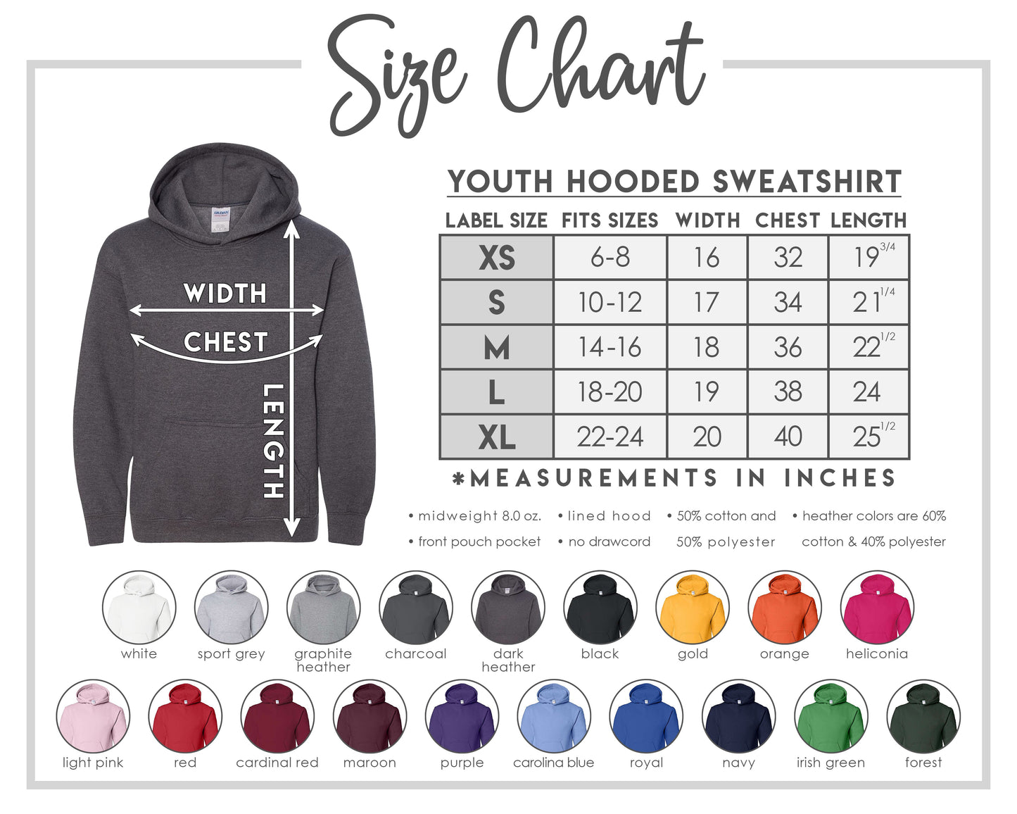 Storm Charcoal Hooded Sweatshirt Adult & Youth : TAT 10-14 business days from purchase date