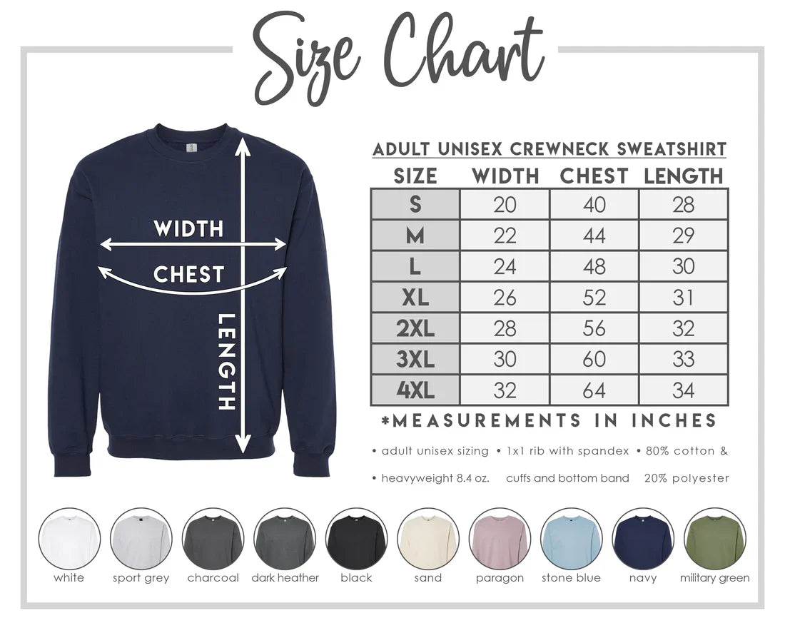 Storm Charcoal Crewneck Sweatshirt Adult: TAT 10-14 business days from purchase date