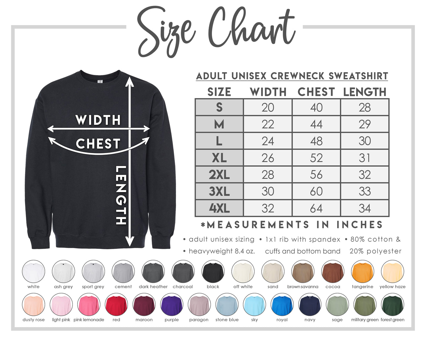Rec. Cheer Crewneck Adult & Youth : TAT 10-14 business days from purchase date