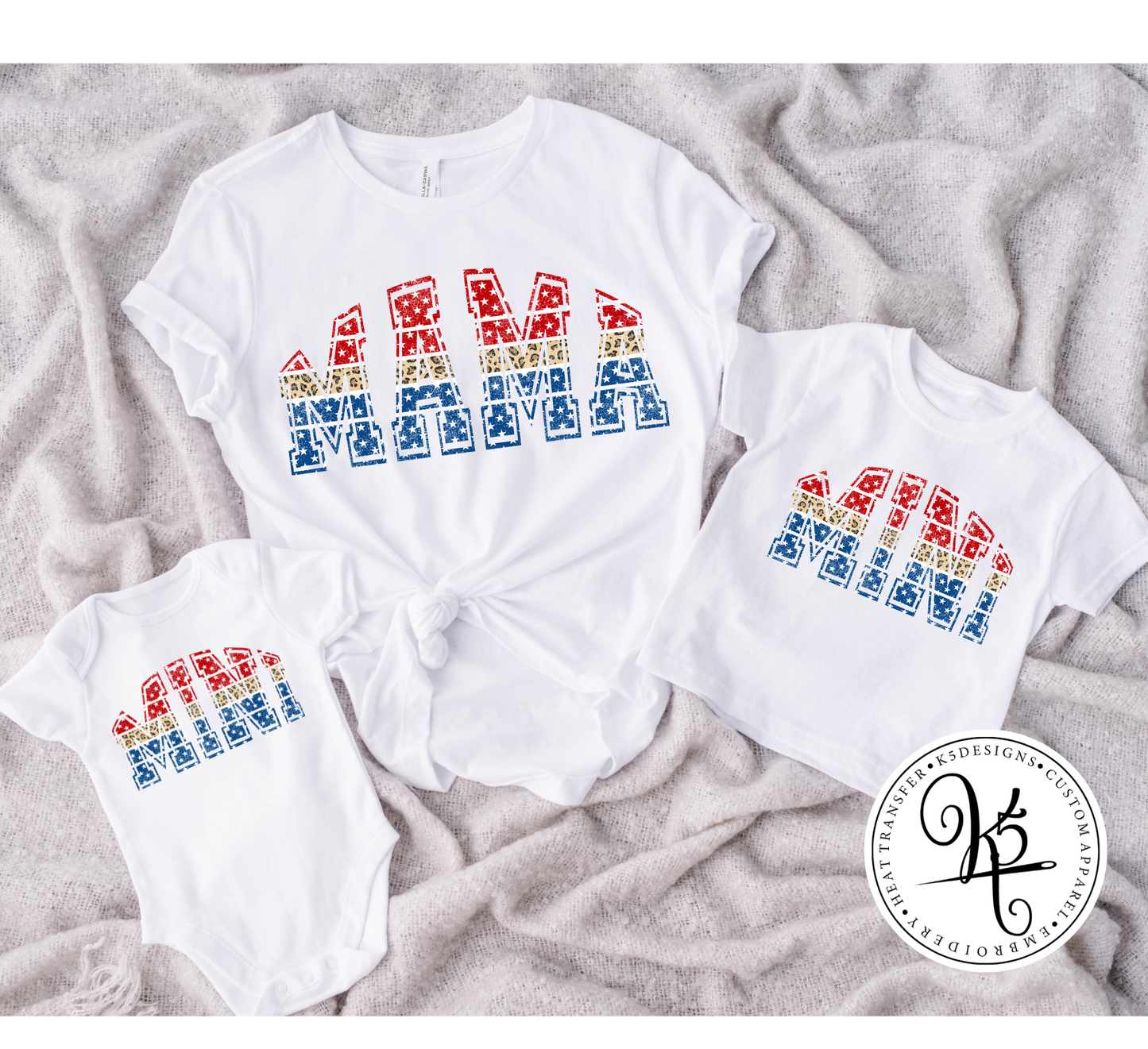 Mama Mini USA Leopard / Adult / Youth / Toddler / Infant / Short Sleeve