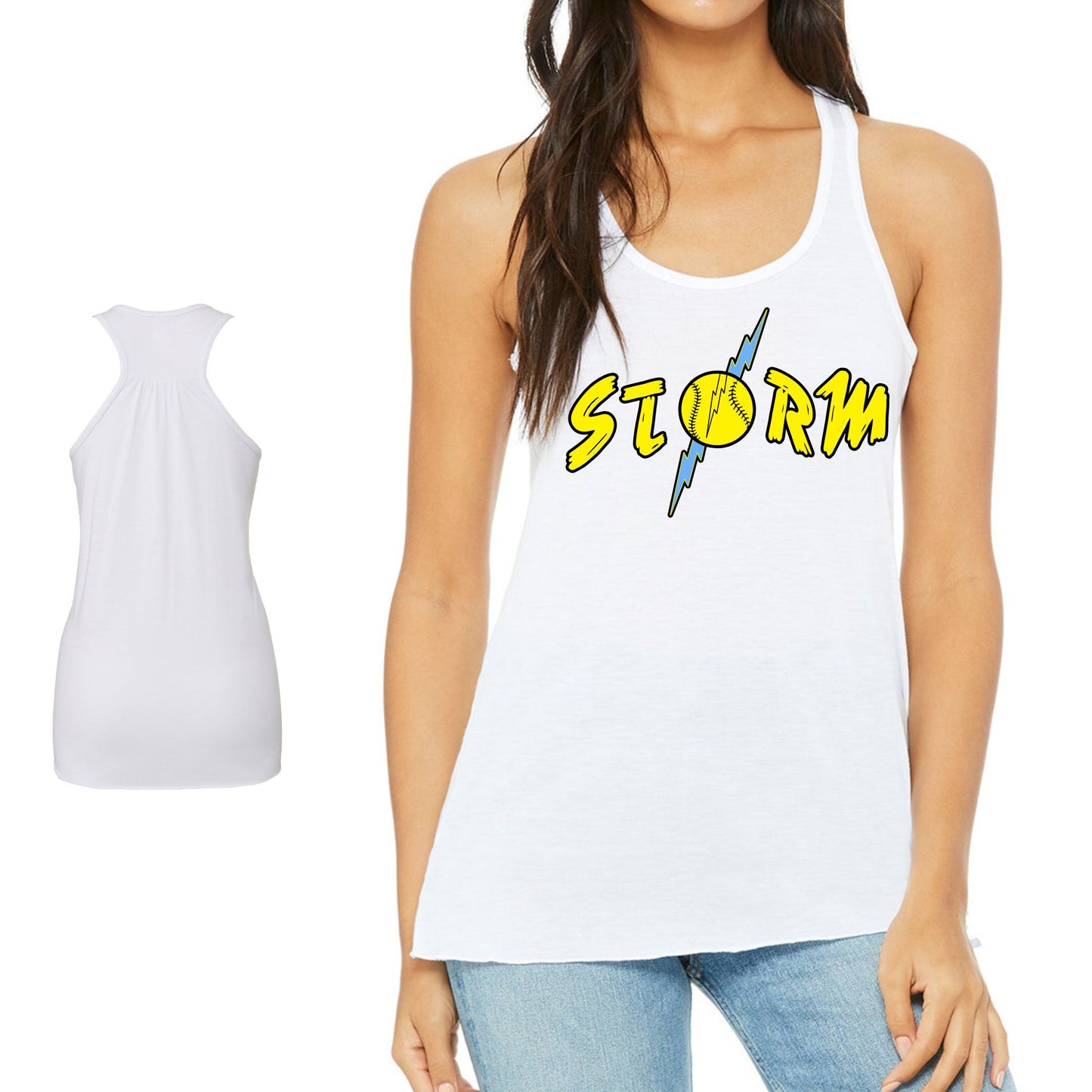 Storm White Racerback Tank Ladies : TAT 10-14 business days from purchase date