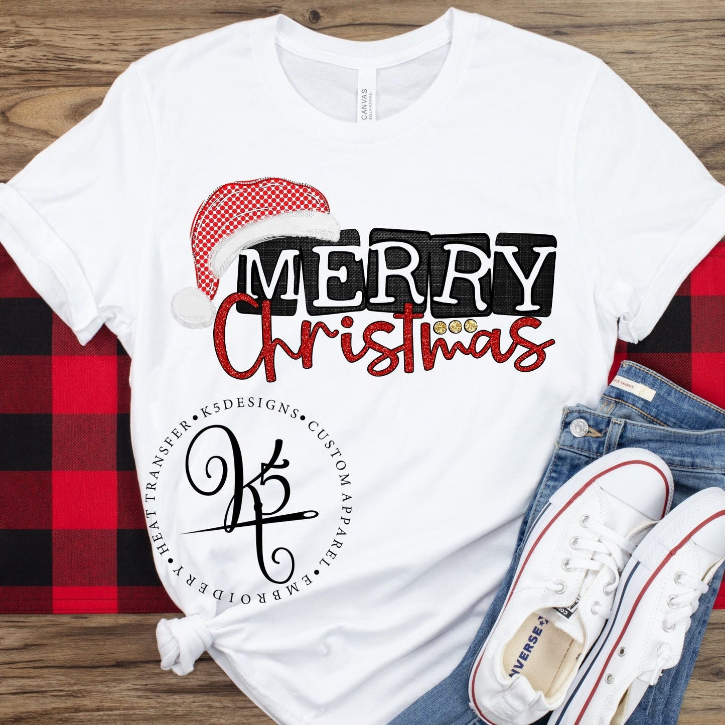 Merry Christmas Santa Hat Shirt / Adult / Short Sleeve / Long Sleeve / Crewneck