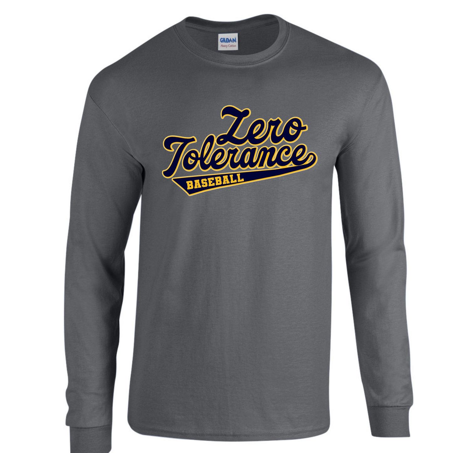 Zero Tolerance BASEBALL Charcoal Long Sleeve Tee Adult & Youth  : TAT 10-14 business days from purchase date