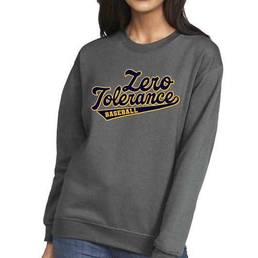 Zero Tolerance BASEBALL Charcoal Crewneck Sweatshirt Adult  : TAT 10-14 business days from purchase date