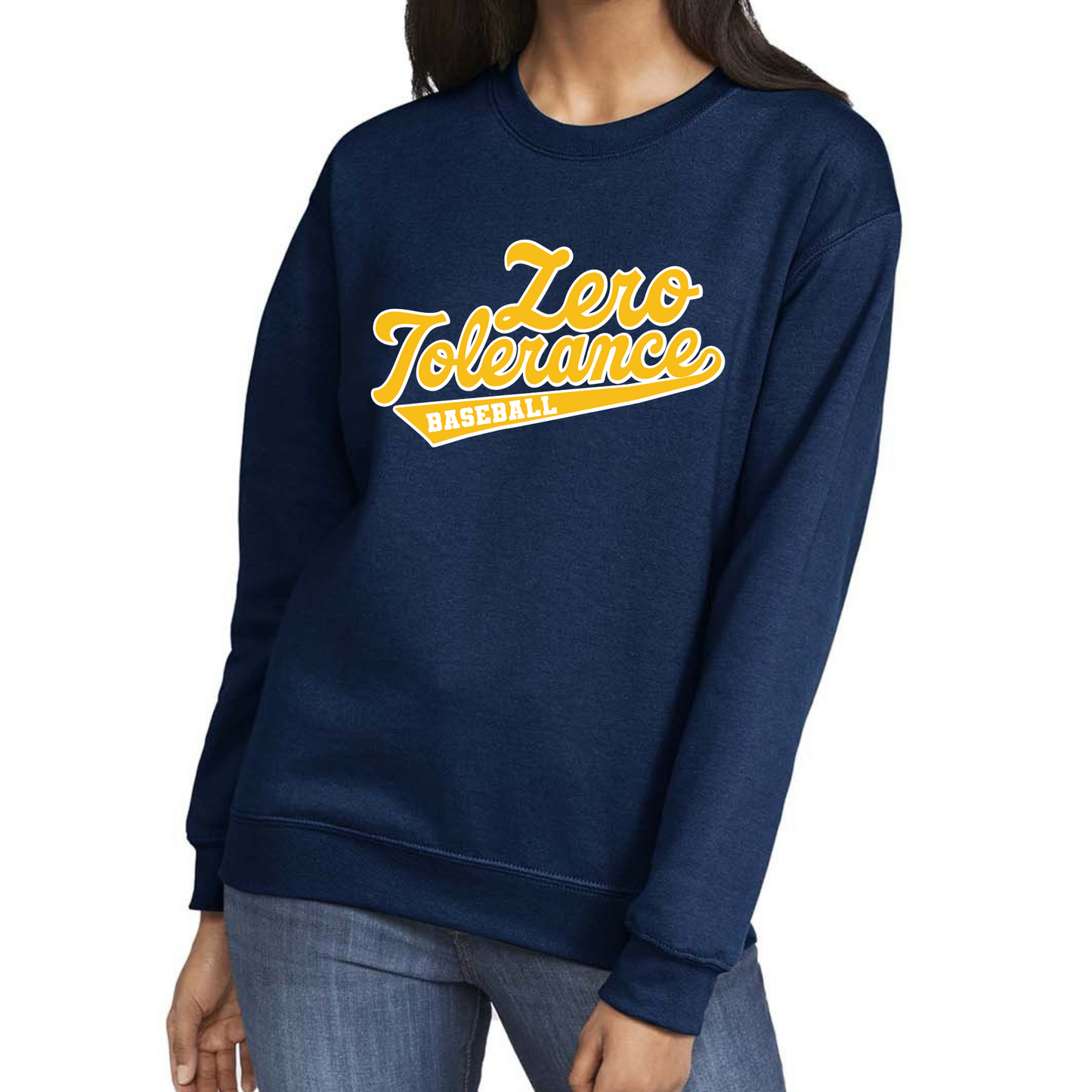 Zero Tolerance BASEBALL Navy Crewneck Sweatshirt Adult  : TAT 10-14 business days from purchase date