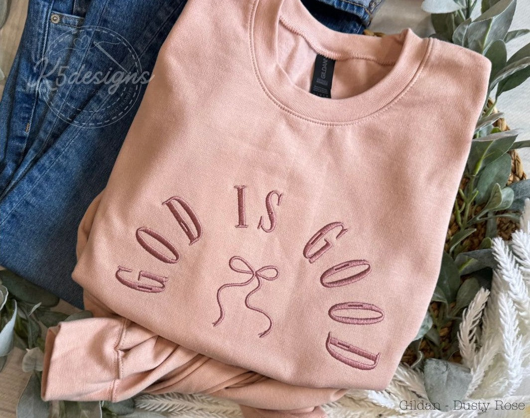 God Is Good Embroidered Crewneck