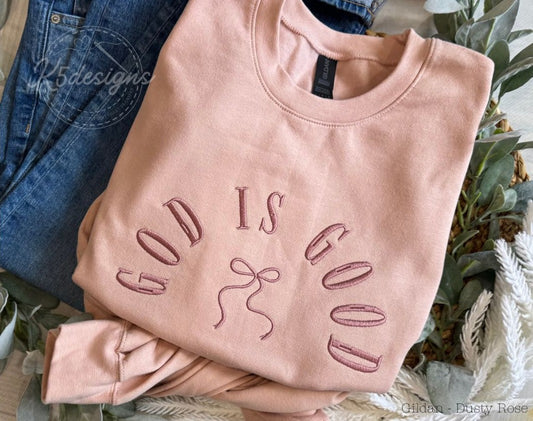 God Is Good Embroidered Crewneck