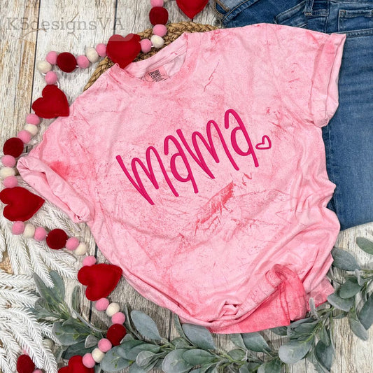 MAMA Embroidered Valentine Shirt | Comfort Colors Colorblast® Hibiscus