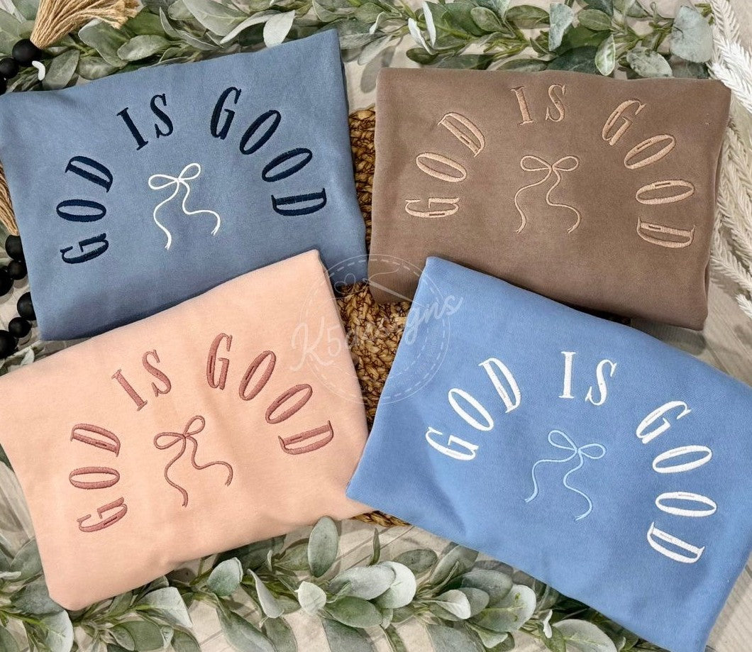 God Is Good Embroidered Crewneck