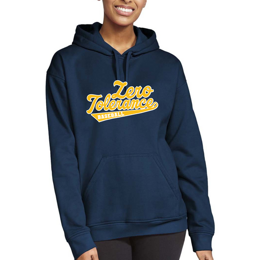 Zero Tolerance BASEBALL Navy Hooded Sweatshirt Adult & Youth : TAT 10-14 business days from purchase date