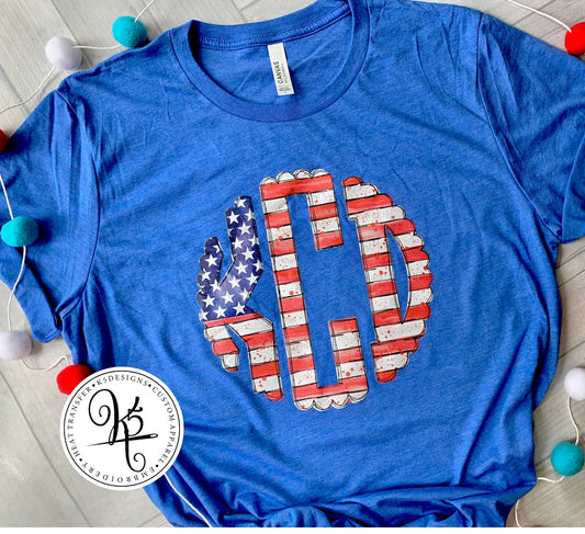 Red White & Blue Monogram Tee / Toddler / Youth / Adult