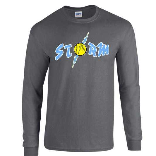 Storm ( White Outline ) Charcoal Long Sleeve Adult & Youth  : TAT 10-14 business days from purchase date