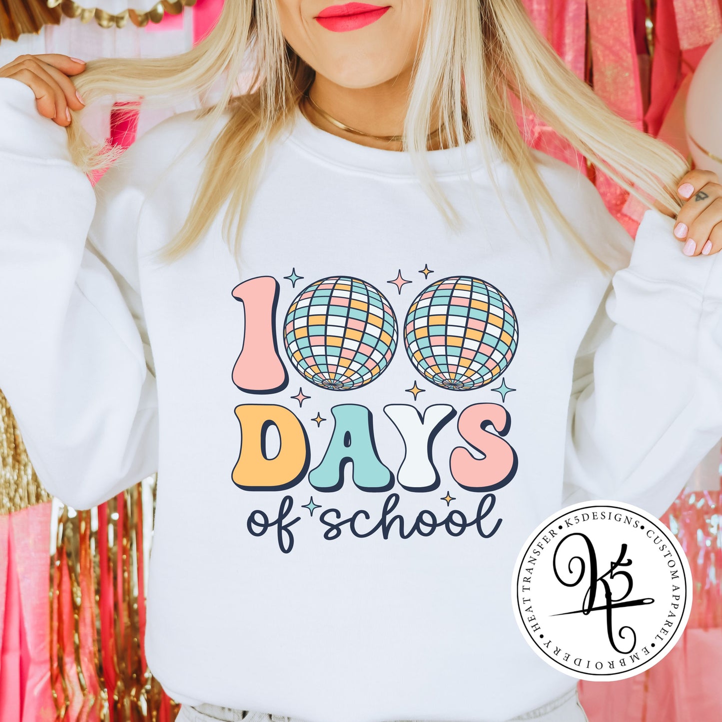 Retro 100 Days of School / Adult / Youth / Short Sleeve / Long Sleeve / Crewneck Sweatshirt