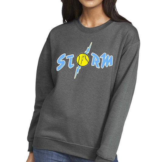 Storm ( White Outline ) Charcoal Crewneck Sweatshirt Adult: TAT 10-14 business days from purchase date