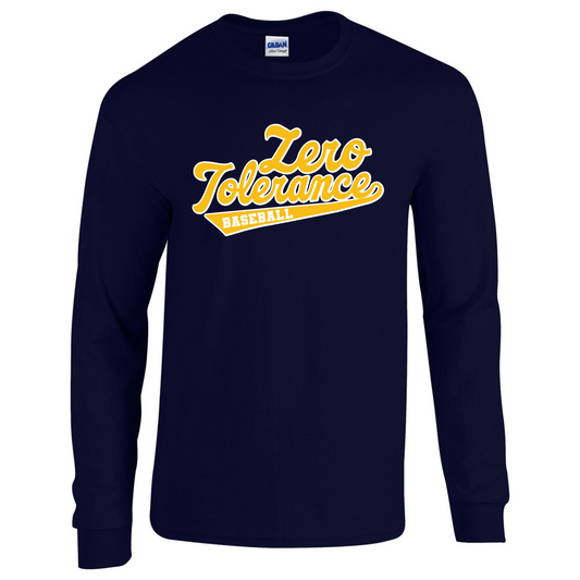 Zero Tolerance BASEBALL Navy Long Sleeve Tee Adult & Youth  : TAT 10-14 business days from purchase date