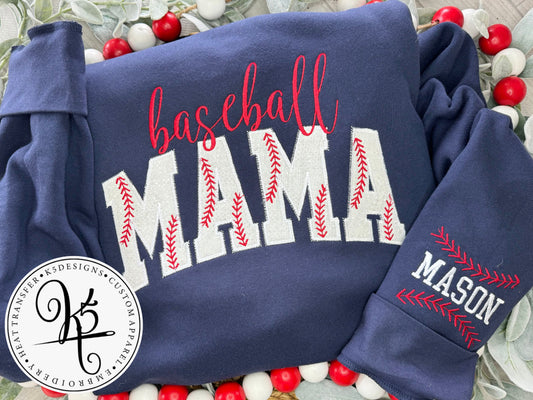 Baseball Mama Crewneck Sweatshirt / Embroidery / Adult