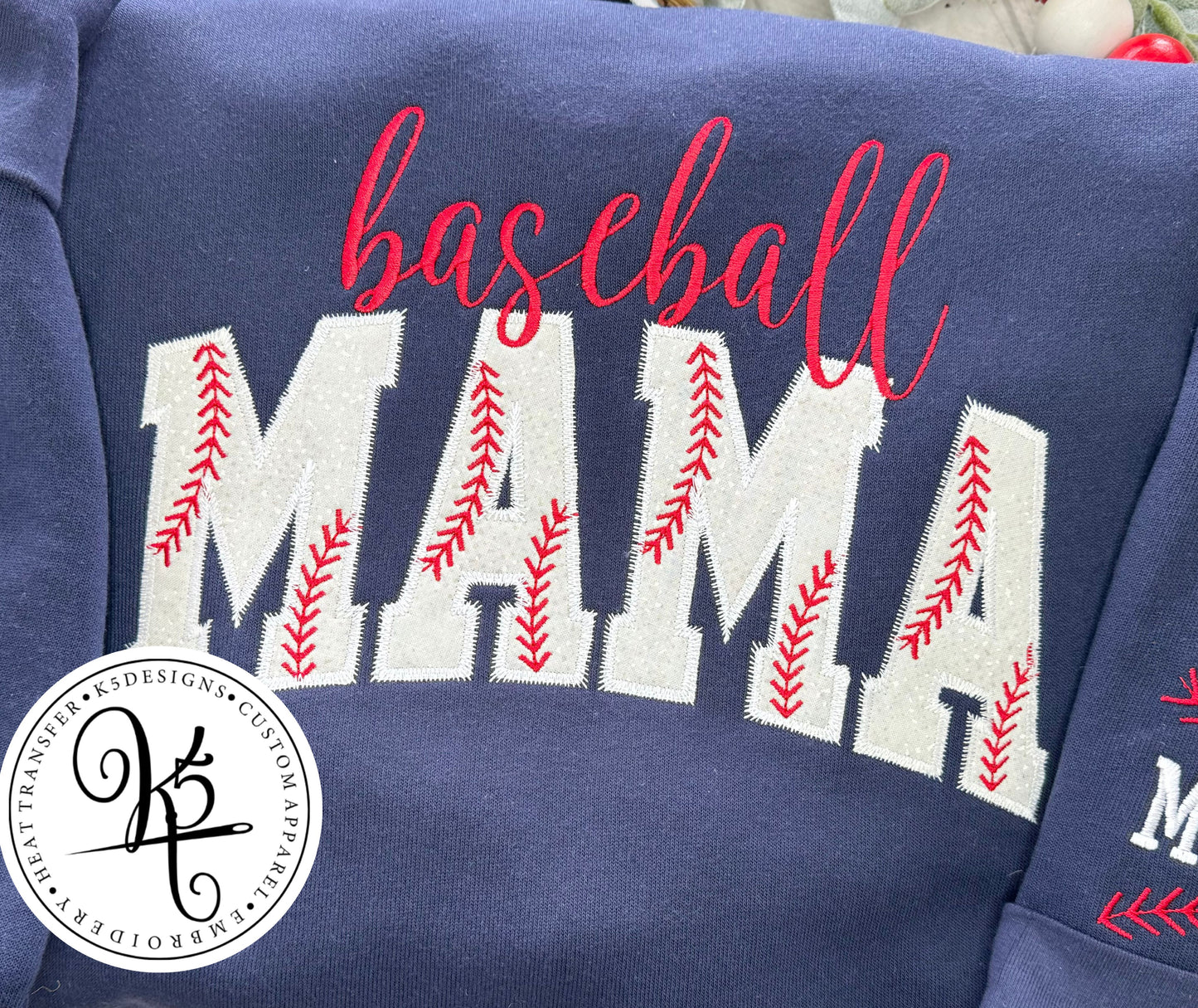 Baseball Mama Crewneck Sweatshirt / Embroidery / Adult