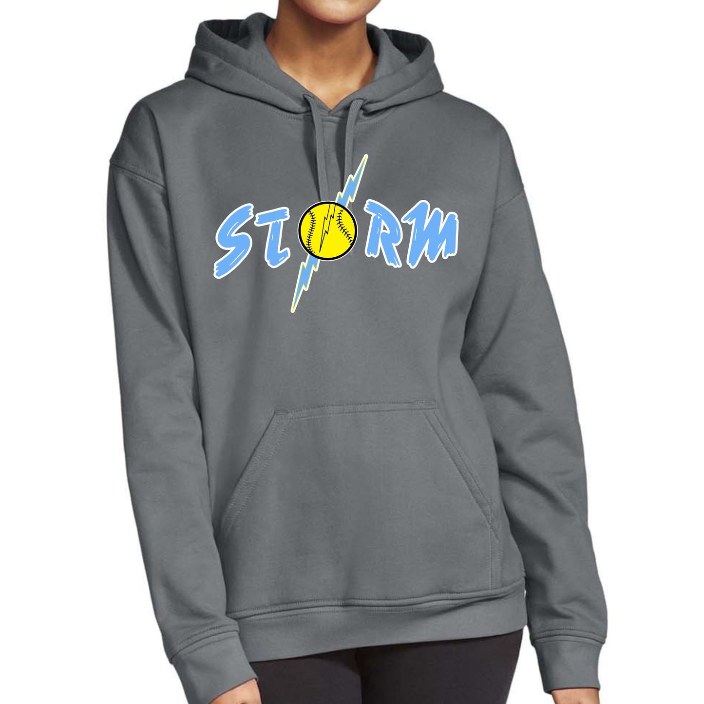 Storm ( White Outline ) Charcoal Hooded Sweatshirt Adult & Youth  : TAT 10-14 business days from purchase date