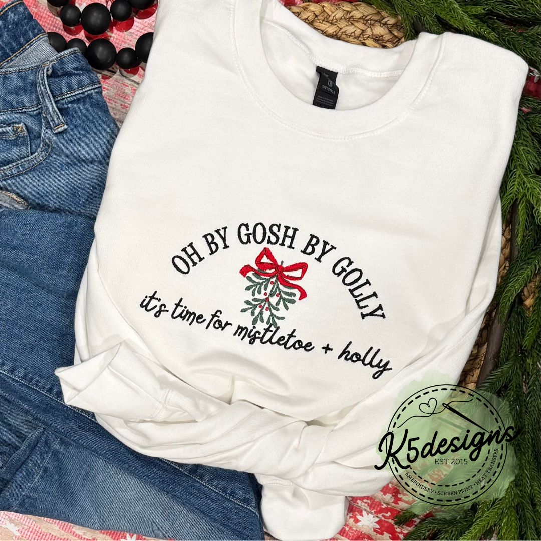 Oh By Gosh By Golly Embroidered Christmas Crewneck