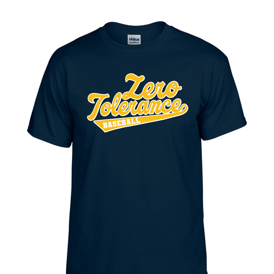 Zero Tolerance BASEBALL Navy Short Sleeve Tee Adult & Youth  : TAT 10-14 business days from purchase date