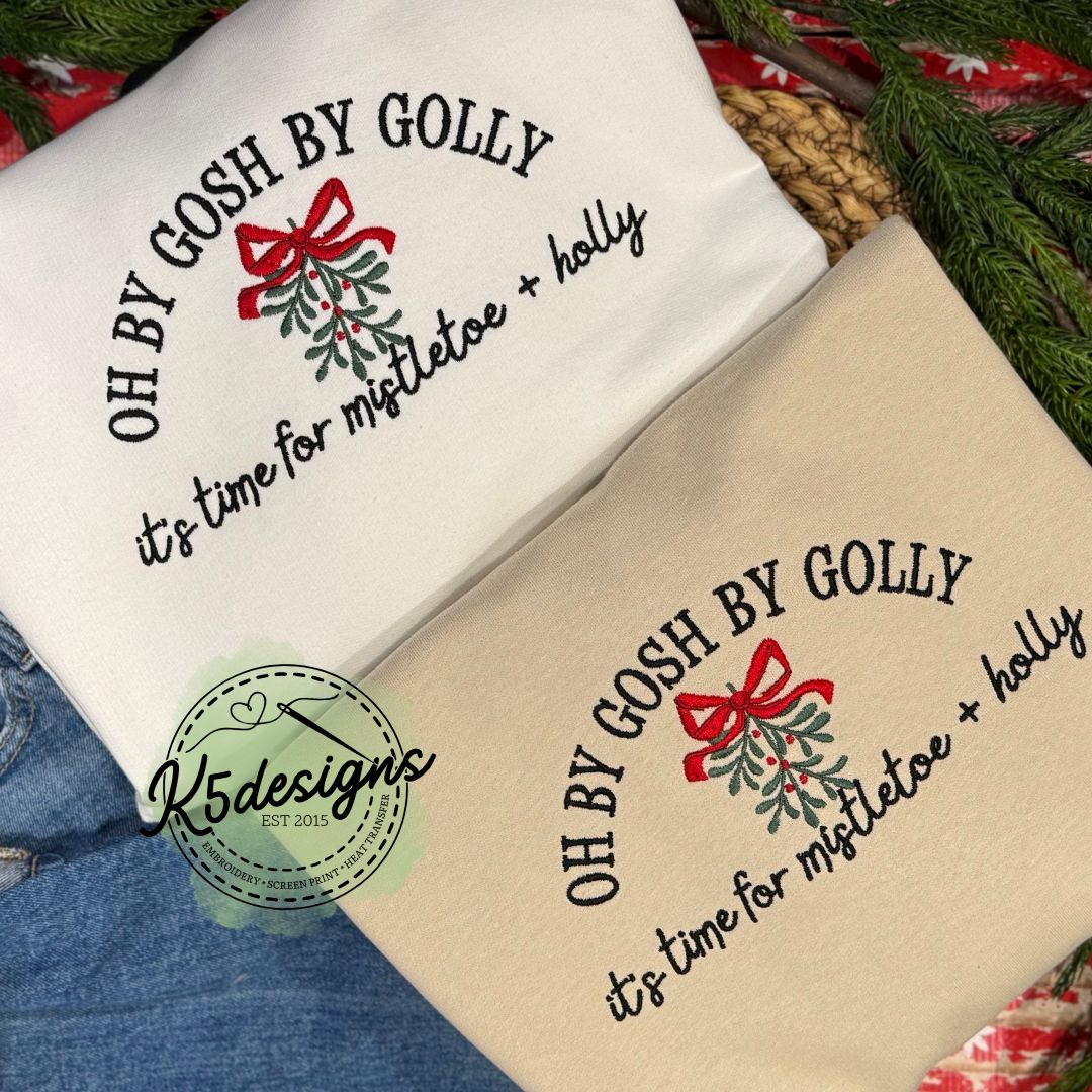 Oh By Gosh By Golly Embroidered Christmas Crewneck