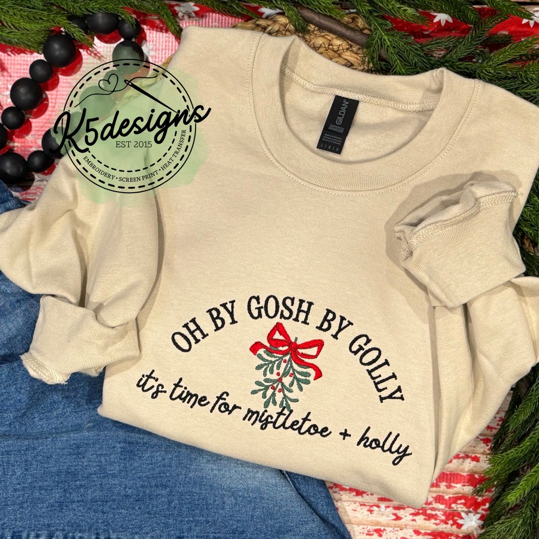 Oh By Gosh By Golly Embroidered Christmas Crewneck