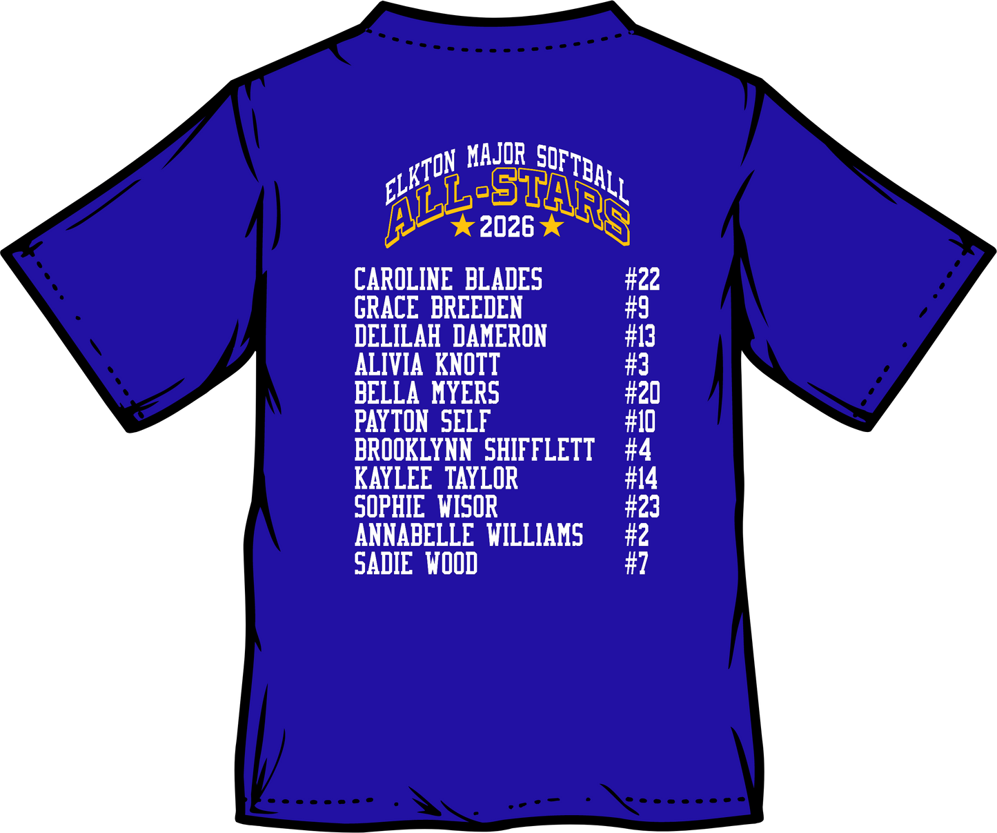 Elkton All Stars MAJOR Softball / Adult / Youth / Short Sleeve **Not guaranteed by tournament date