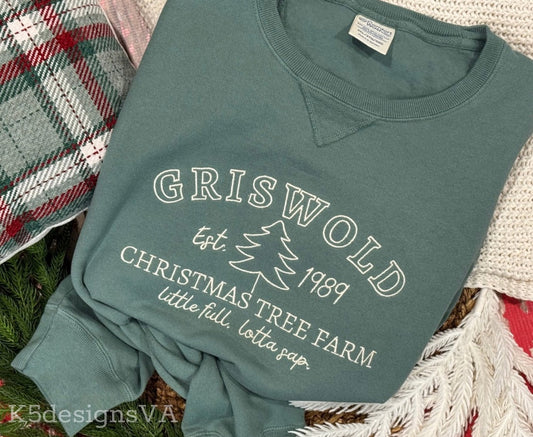 Griswold Christmas Tree Farm Embroidered Crewneck