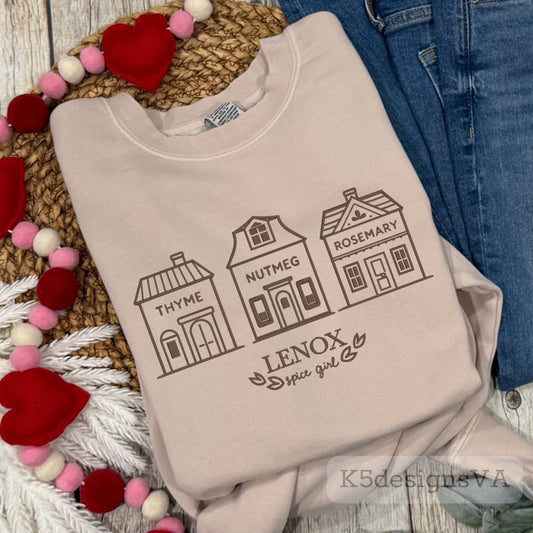Lenox Spice Girl Embroidered Crewneck | Neutral Cozy Sweatshirt