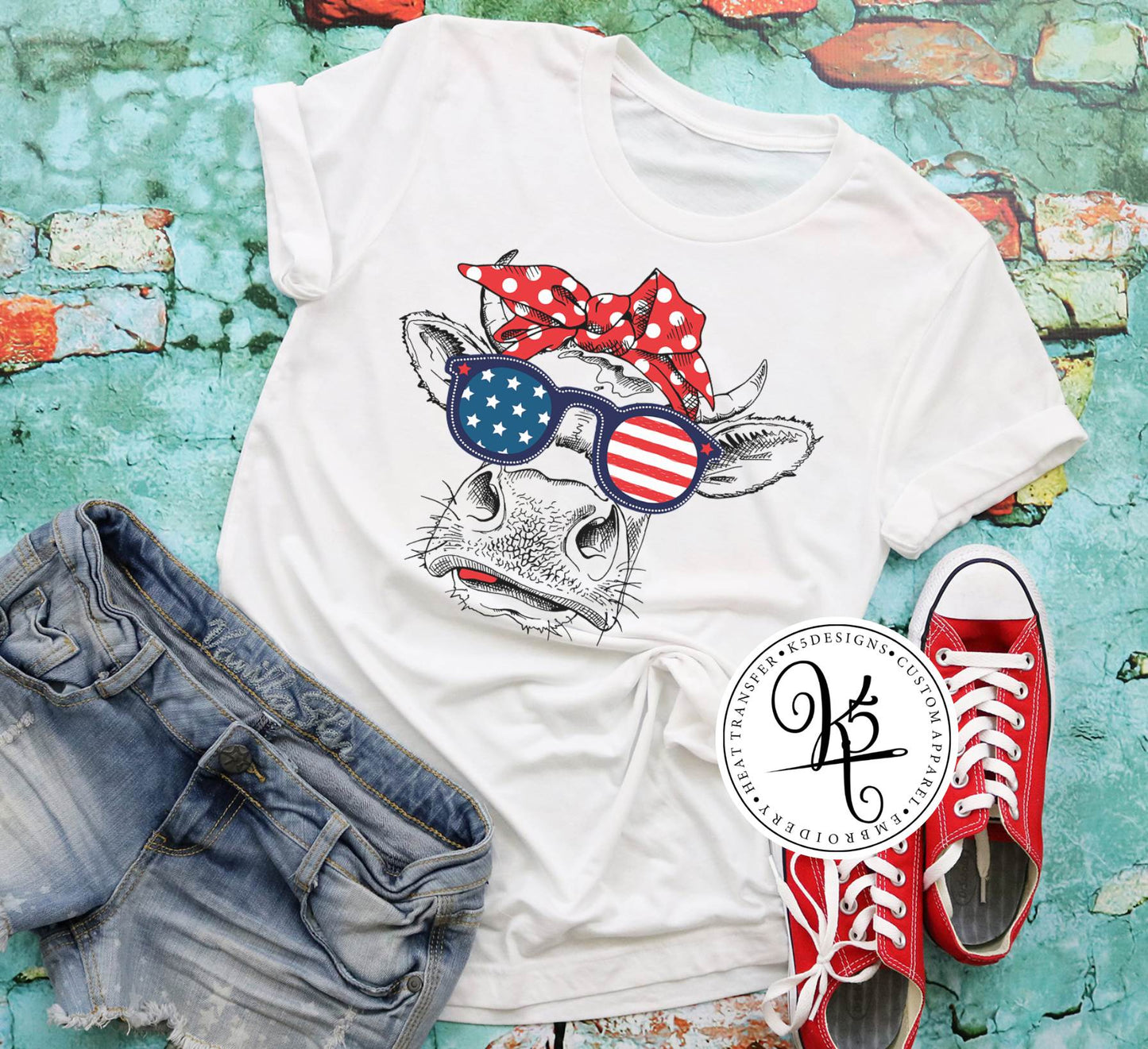 Patriotic Cow/ Adult / Short Sleeve