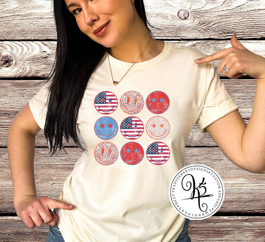 Red White Blue Smiles / Youth / Adult / Short Sleeve