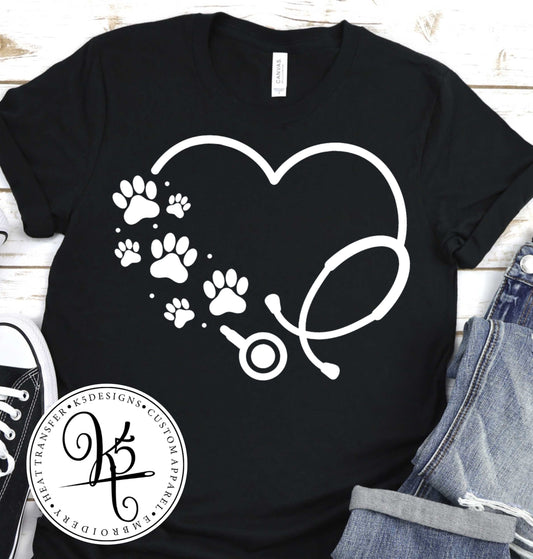 Paw Print Stethoscope / Adult / Short Sleeve