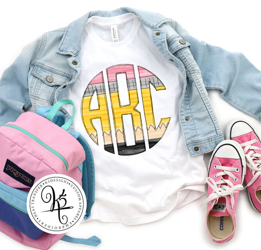 Pencil Monogram Tee / Toddler / Youth / Adult