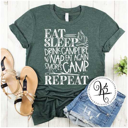 Eat Sleep Camp Repeat / Adult / Short Sleeve