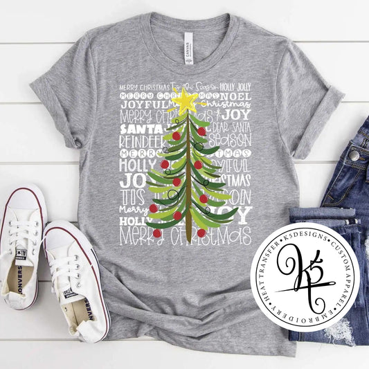 Christmas Tree Word Art / Adult / Short Sleeve