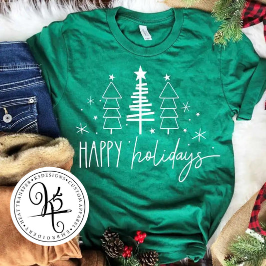 Happy Holidays 3 Trees / Adult / Short Sleeve