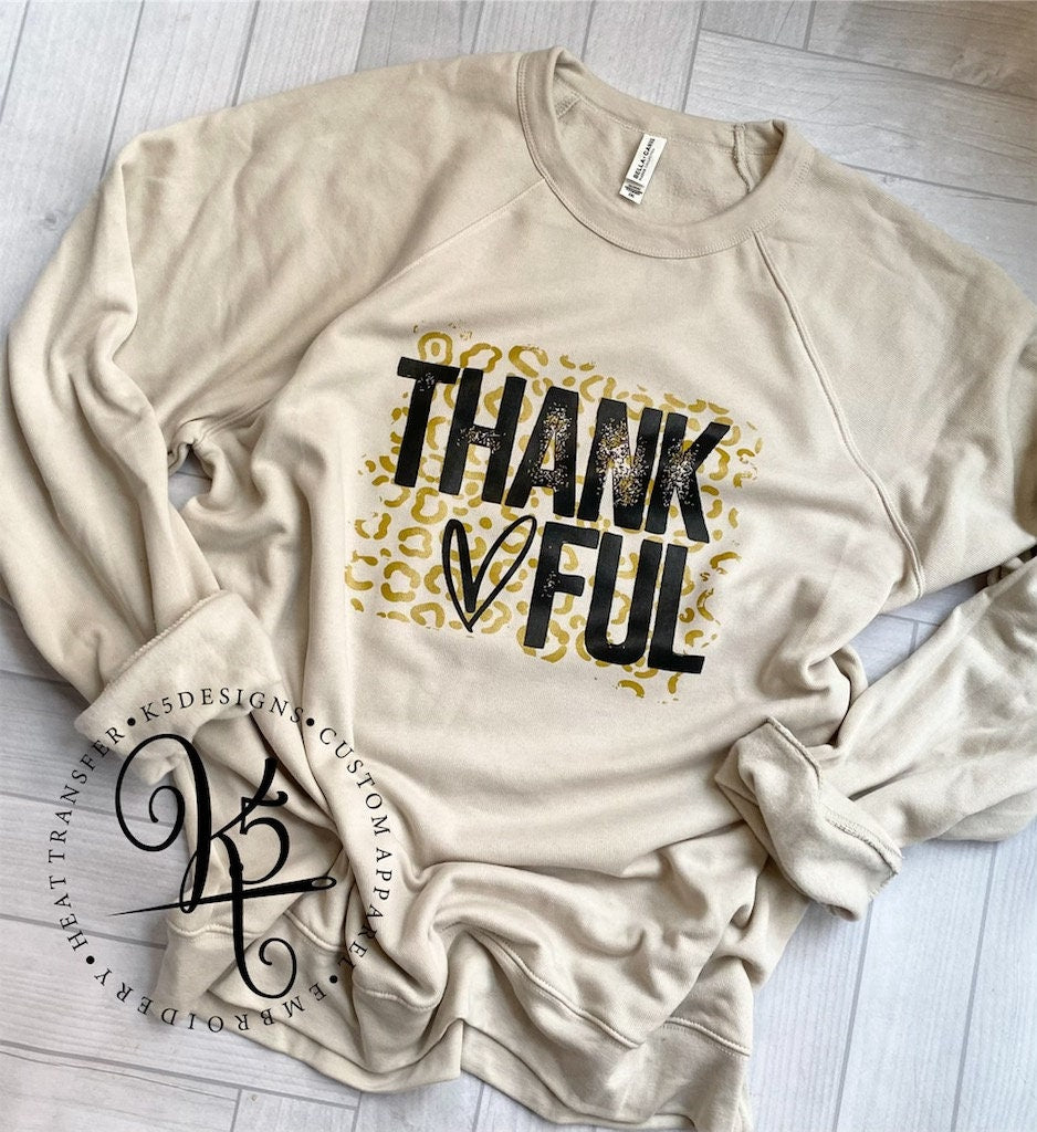 Thankful Leopard / Crew Sweatshirt / Adult